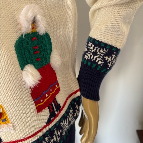 Vintage Jennifer Moore hand knit novelty rare winter arctic Eskimo sweater. - Picture 13 of 13